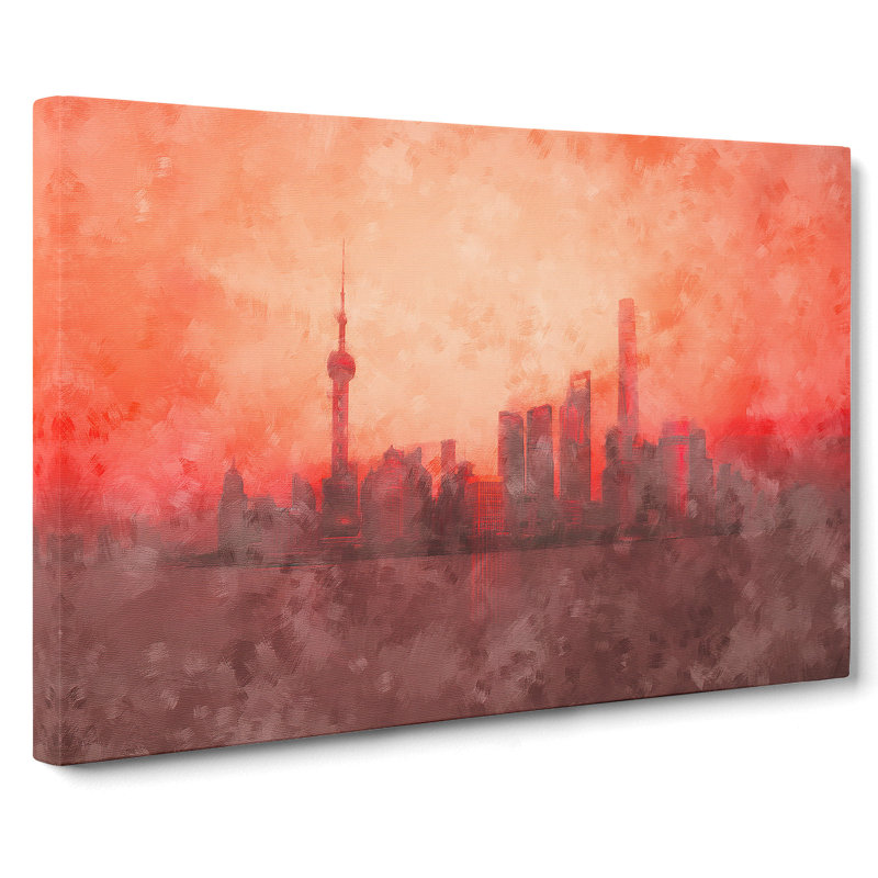The Shanghai China Skyline - Wrapped Canvas, 60cm H x 91cm W x 3cm D