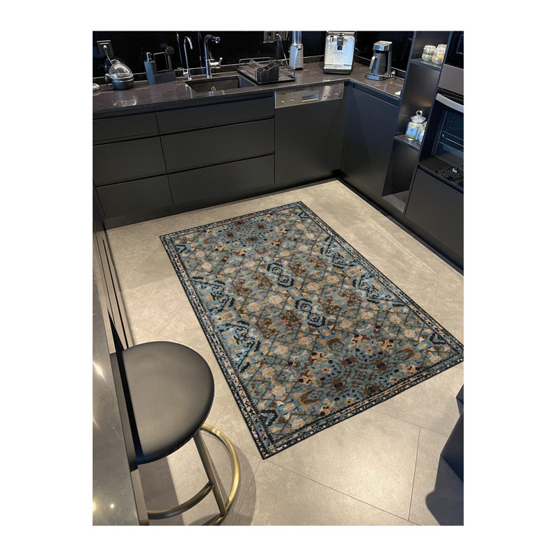 Tapis décoratif moderne à nœuds lavable à la machine, Sous-tapis rectangulaire 4 pi 7 po x 6 pi 7 po inc