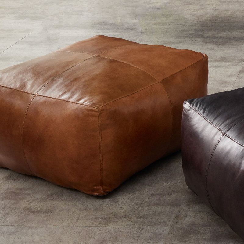 Chunn 60cm Wide Square Solid Colour Pouffe Ottoman, Natural Tan