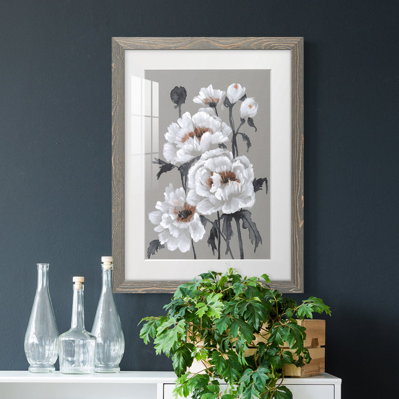 " Peony Profusion II " Painting Print, Grey Framed, 24" H x 20" W x 1" D