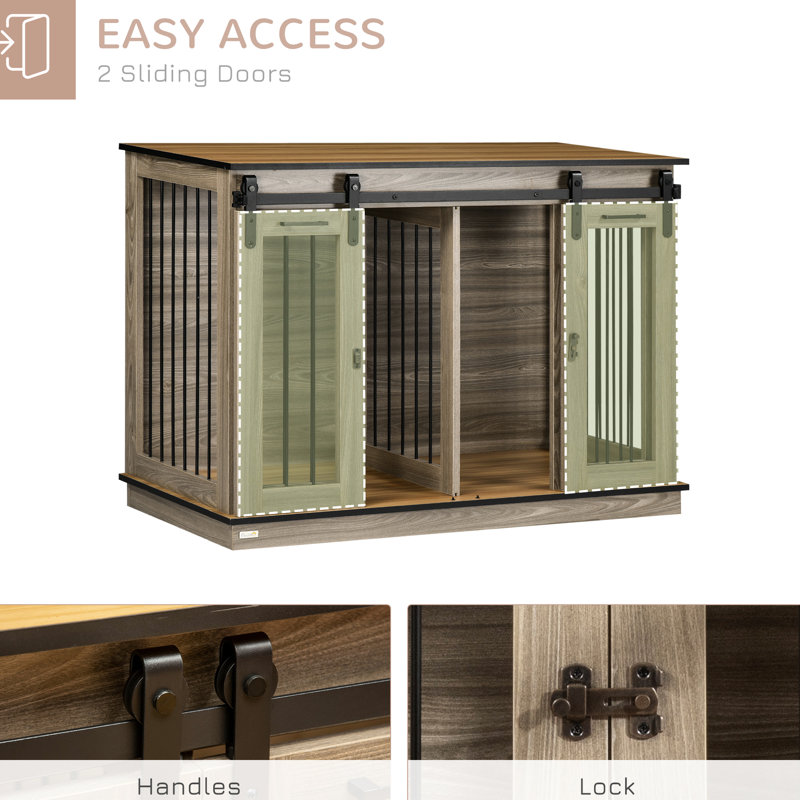Table de cage pour chien - l 47 po x P 23,5 po x H 35 po, aspect rustique, peut accueillir divers articles de mobilier d'intérieur convenant aux tailles et aux styles de table