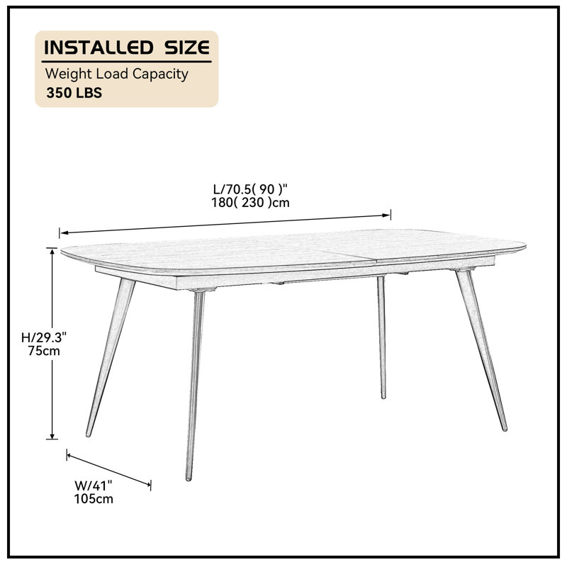 Rectangular 230Cm L x 105Cm W Dining Table