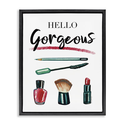 Hello Gorgeous with Makeup Framed Floater Canvas Wall Art by Elizabeth Tyndall