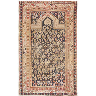 Geometric Late 19th Century Antique Caucasian Shirvan Islamic Prayer Design Rug