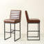 Tabouret de bar industriel moderne en cuir matelassé brun