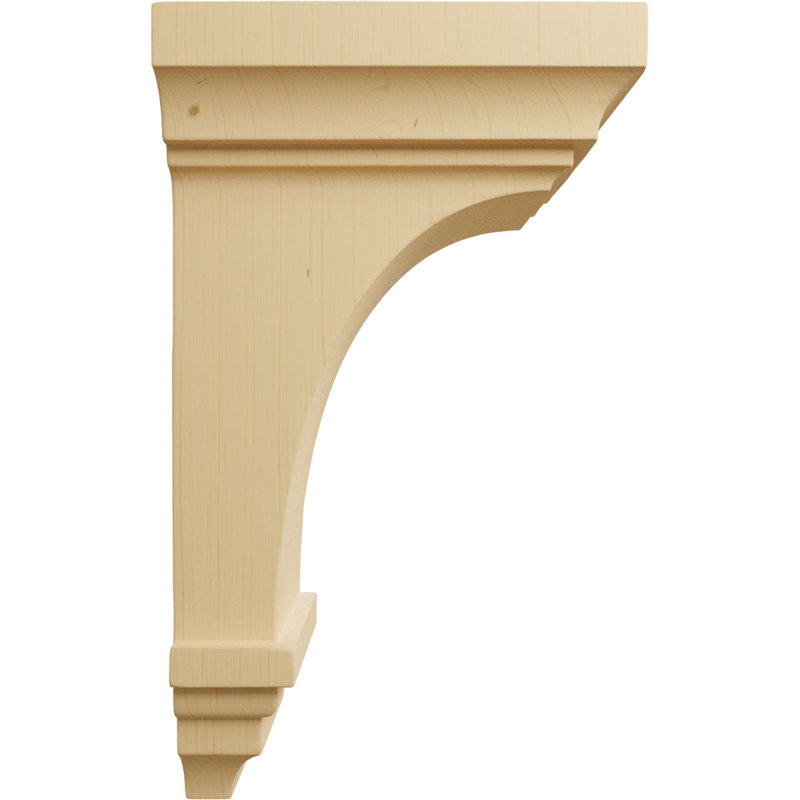 3 1/2"W x 3 3/4"D x 6"H Mini Jefferson Wood Corbel, Alder (4-Pack), Brown, 6" H x 3.5" W x 3.75" D
