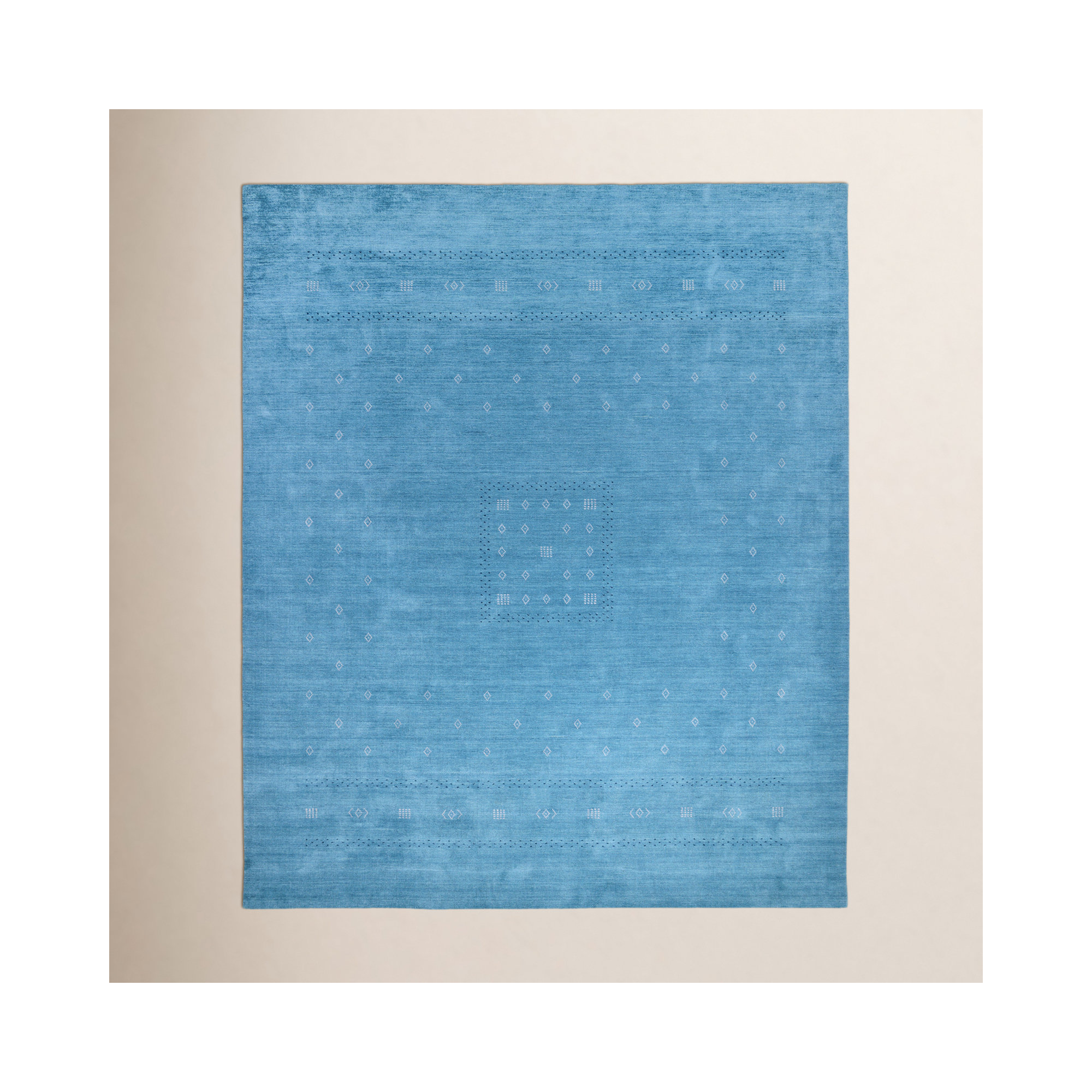 Simi Hand Knotted Cotton/Wool Southwestern Area Rug, Sapphire, Rectangle 8' x 10'
