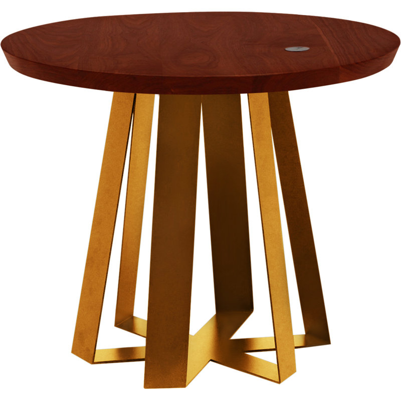 ARS Round Walnut Wood Dining Table, 48" W x 48" L
