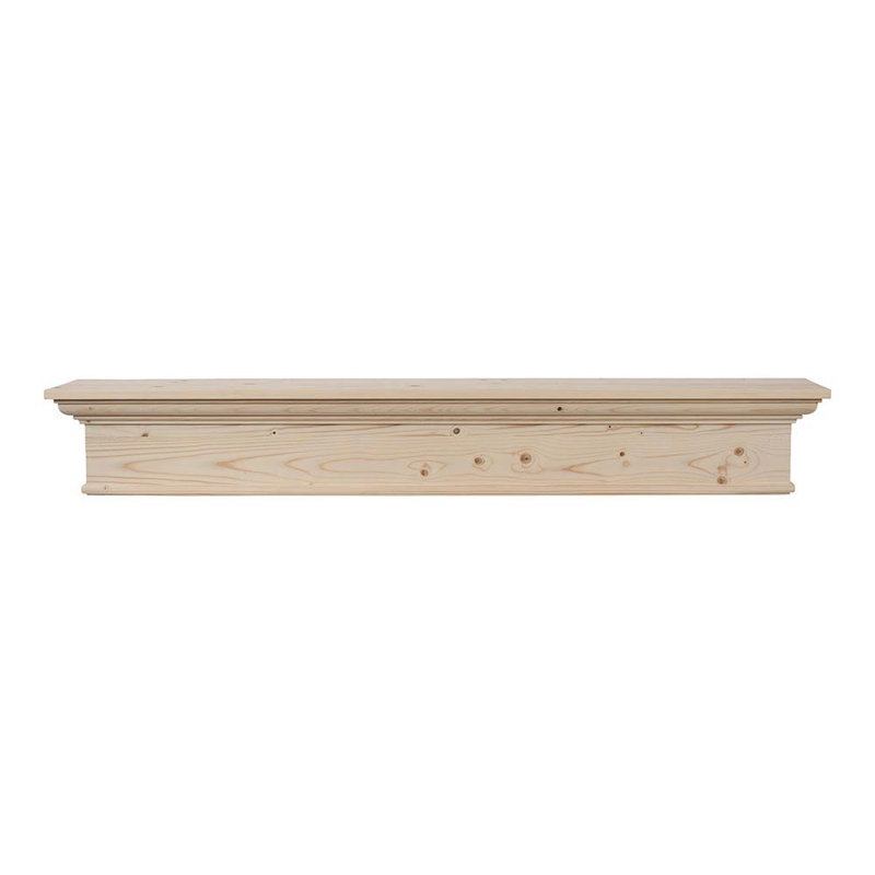 Bellamy 60" Floating Wood Fireplace Shelf, 60", Unfinished