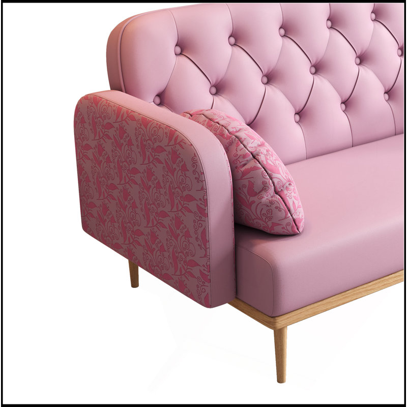 Canapé avec causeuse et motif tulipe, Rose clair