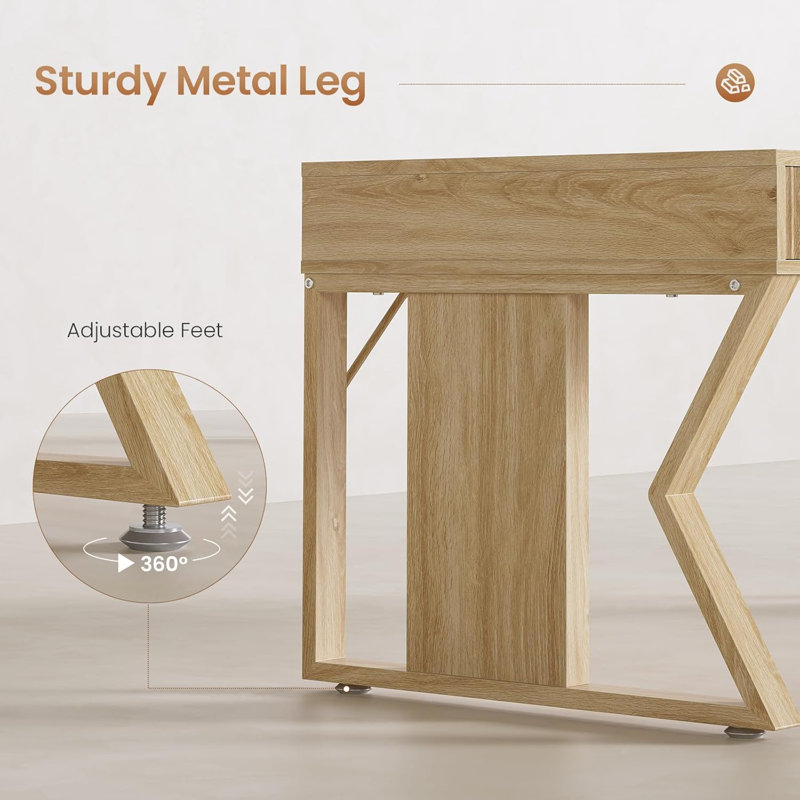 55" Executive Desk With 3 Drawers, Home Office Desk With Storage Drawers, Computer Writing Desk Study Table