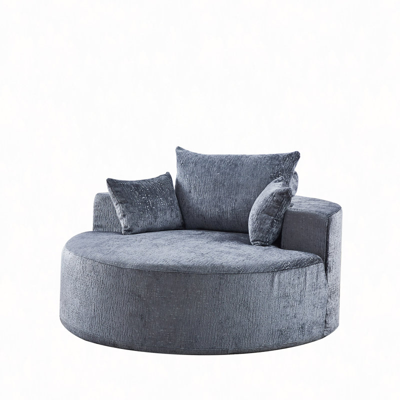 Canapé éponge Boneless, fauteuil-lit moderne moelleux, Chenille gris-bleu, 35" H x 55" W x 55" D
