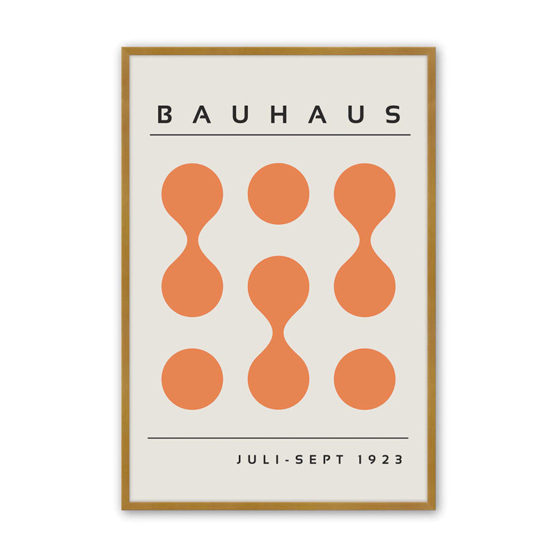Orange Bauhaus, impression encadrée, H 17,25 po x l 13,25 po x P 1,25 po, Reproduction encadrée sans passe-partout, Or poli