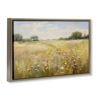 Faded Wildflower Field Framed Floater Canvas by LSR Design Studio