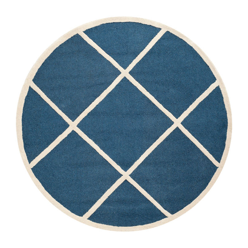 Deedgra Hand Tufted Wool Geometric Rug, Round 6'