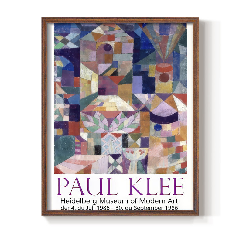 «Klee Posters I», reproduction encadrée - bois massif, H 15 po x l 12 po, Cadre noyer