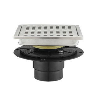 Square Shower Drain 6 Inch, Stainless Steel Shower Floor Drain Kit with Flange