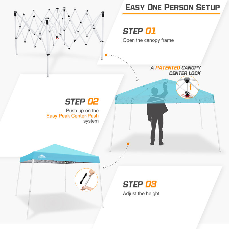 Light Blue 10' x 10' Steel Slant Leg Pop-Up Canopy Tent