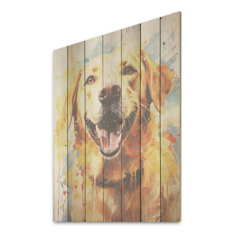 Chien Labrador Dreams I - Art mural en bois sur bois de pin naturel, H 40 po x l 30 po