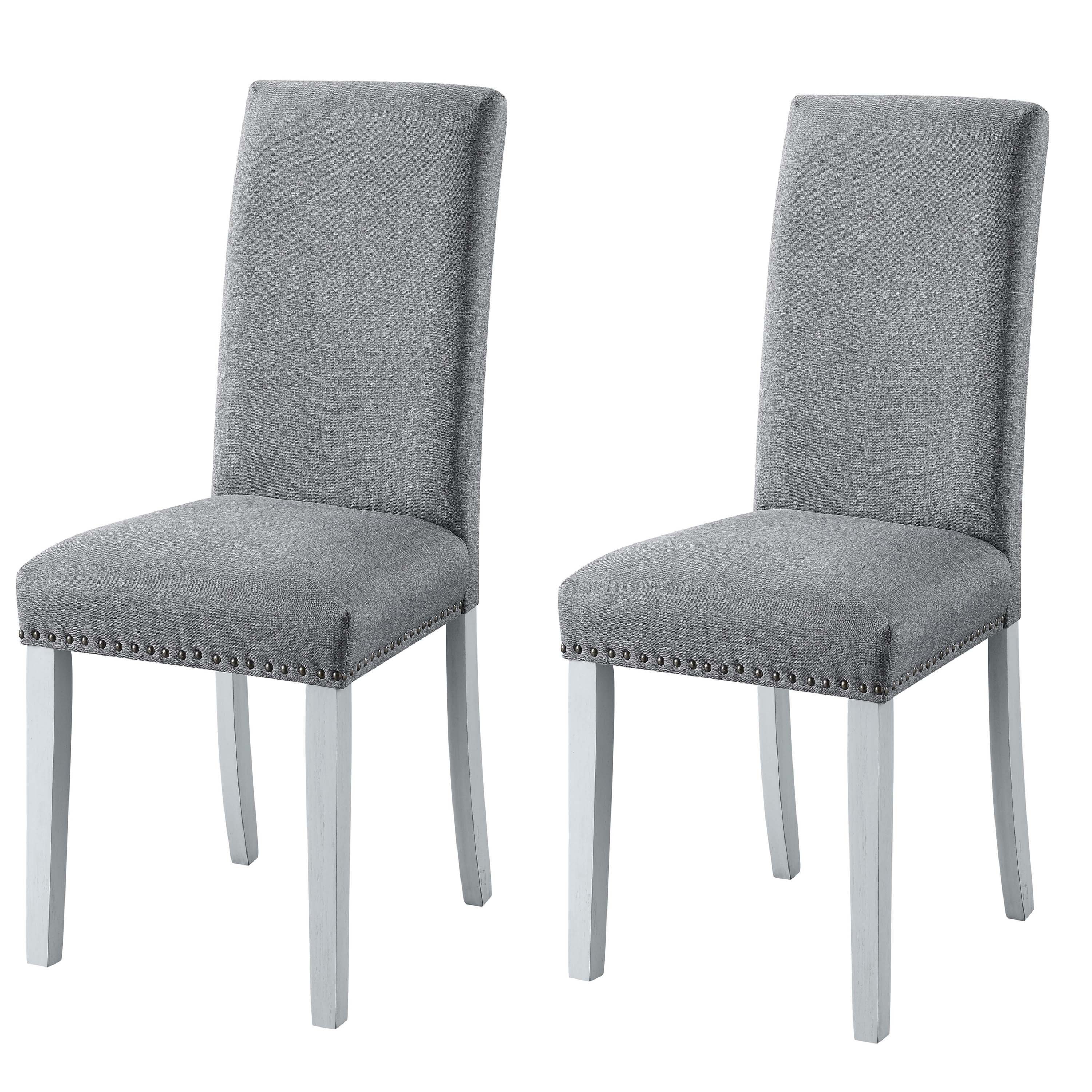 Red Barrel Studio® Grey And Antique White Parson Chairs (Set Of 2 ...