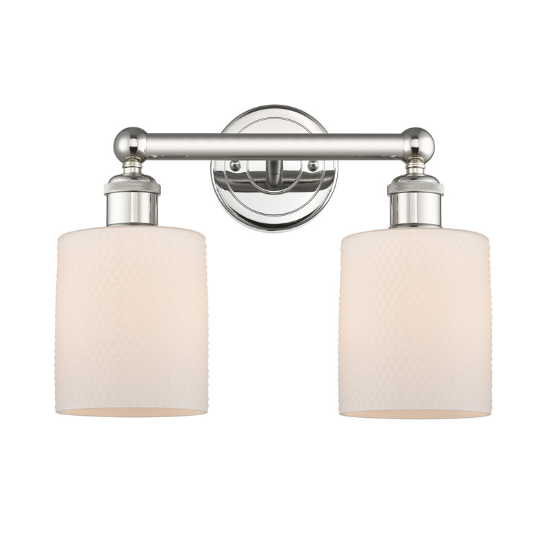 2 - Light Dimmable Vanity Light, Matte White, Polished Nickel