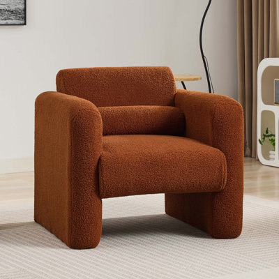 Modern Accent Chair Lambskin Sherpa Fabric Upholstered Comfy Reading Arm Chair