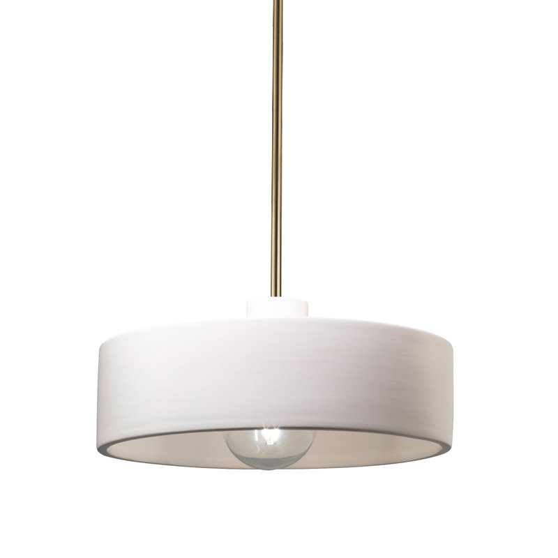 Riverside 1 - Light Drum Pendant, Antique Brass, Pewter Green