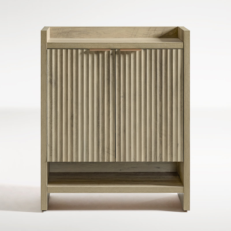 Nicolee 24 Pair Shoe Storage Cabinet, Sand Oak