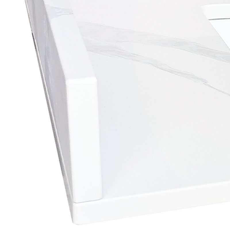 22 Inch White Quartz Side Backsplash, 4" Height, Suitable For Diy Bathroom Vanity Backsplash Bathroom, Consistent Color And Veining