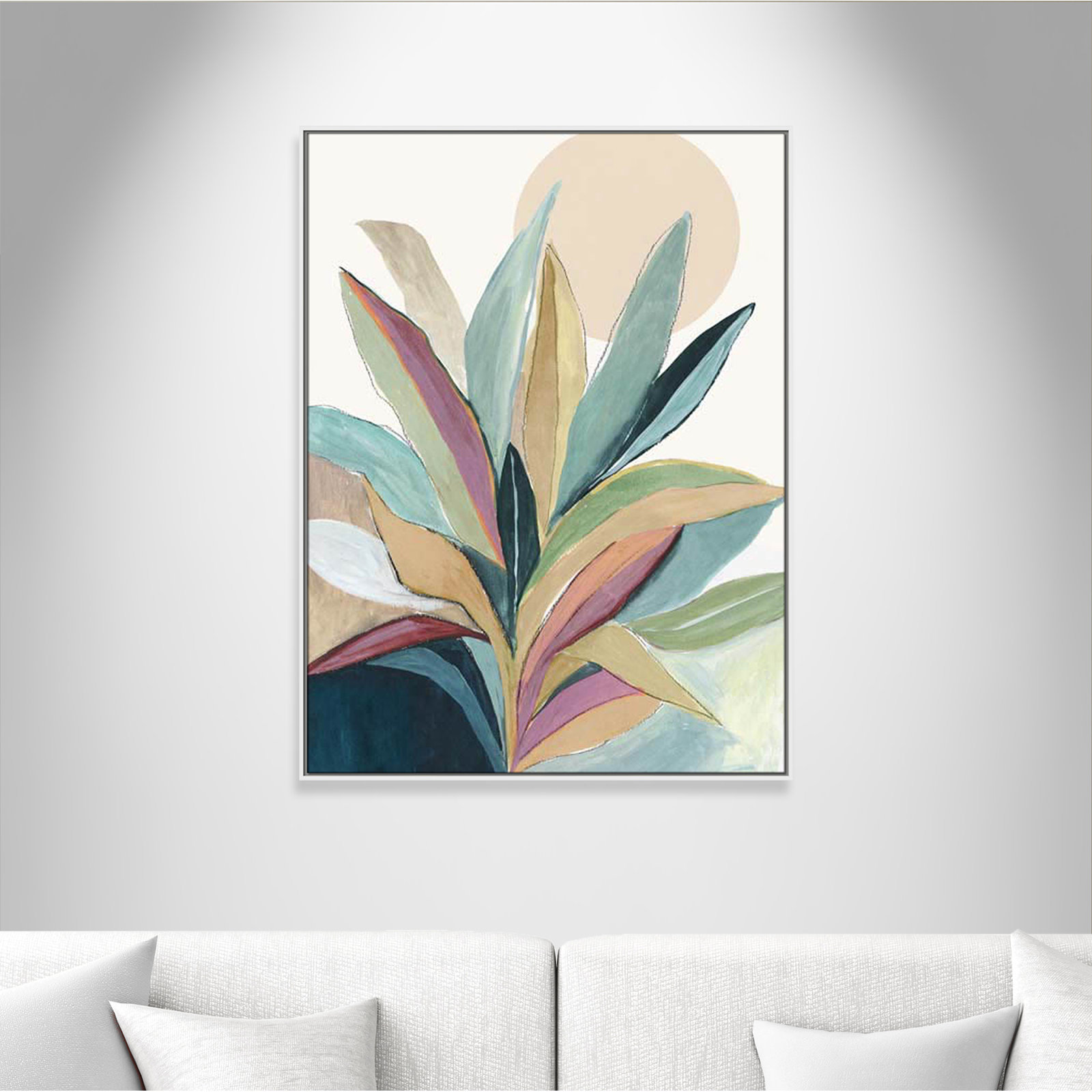 Byer "Sunny Bright Leaves I" Print by Asia Jensen, 49.5" H x 37.5" W x 2" D, White Floater Framed, No Mat