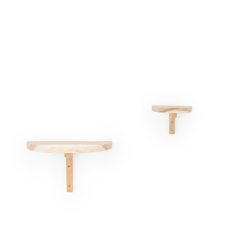 Reid Acacia Solid Wood Bracket Shelf with Adjustable Shelves, 3cm H x 25cm W x 43cm D
