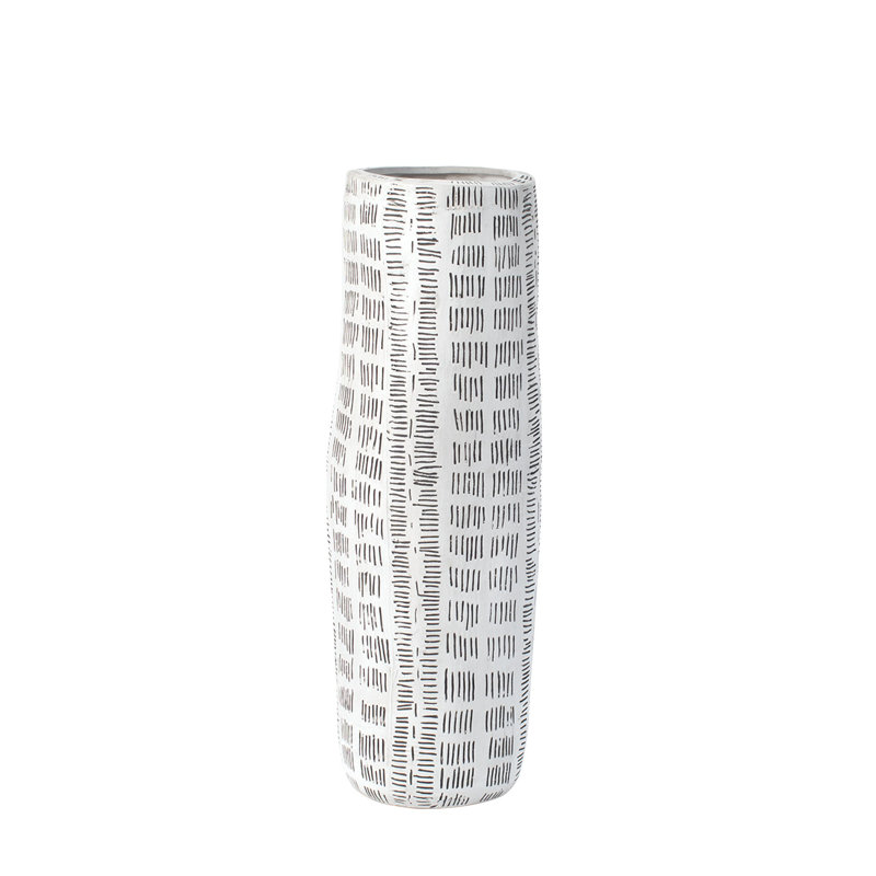 Ceramic Table Vase, White, 19.75" H x 6.75" W x 6.75" D