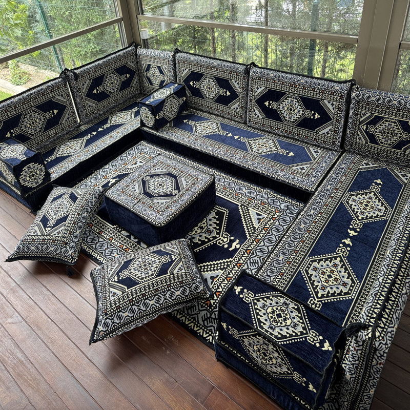 Ensemble de canapé avec repose-pieds Southwestern Tribal, Marine