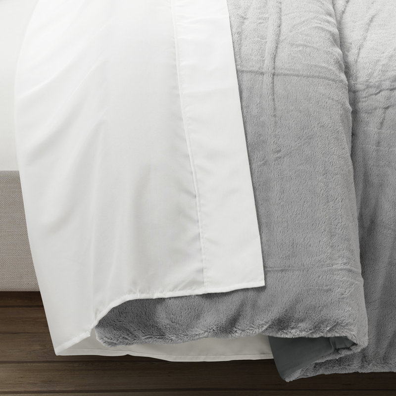 Ensemble d'édredon en microfibre 7 pièces , Gris clair, Édredon de très grande taille et 6 pièces suppl
