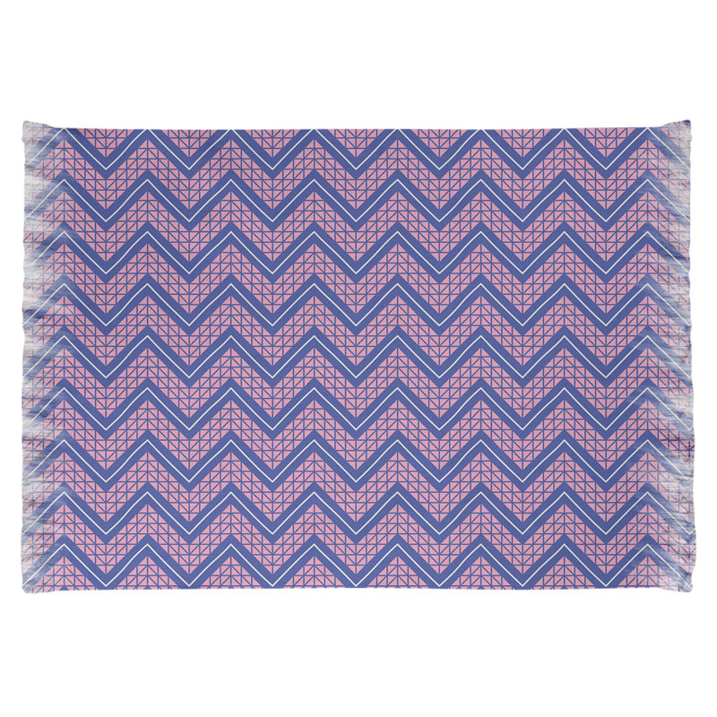 Tapis bleu/rose à chevrons à main, Non