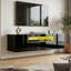 Modern Living Room Set, High-Gloss Floating LED TV Stand & Rectangular Coffee Table Combo-252177860