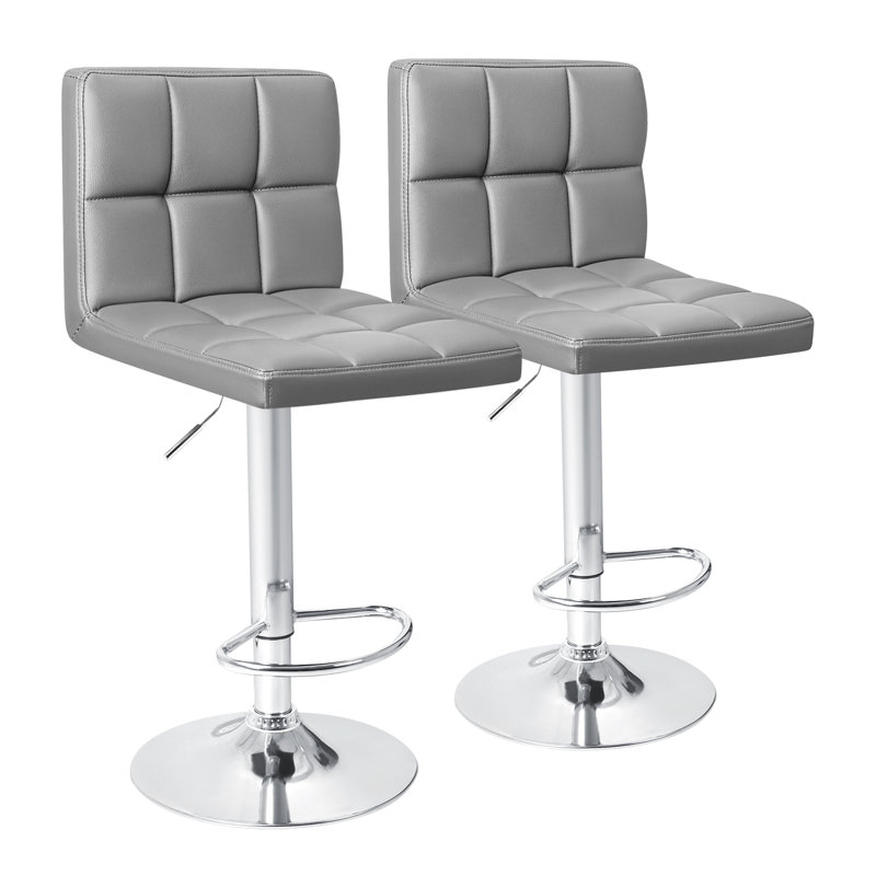 Swivel Adjustable Height Bar Stool, Light Gray