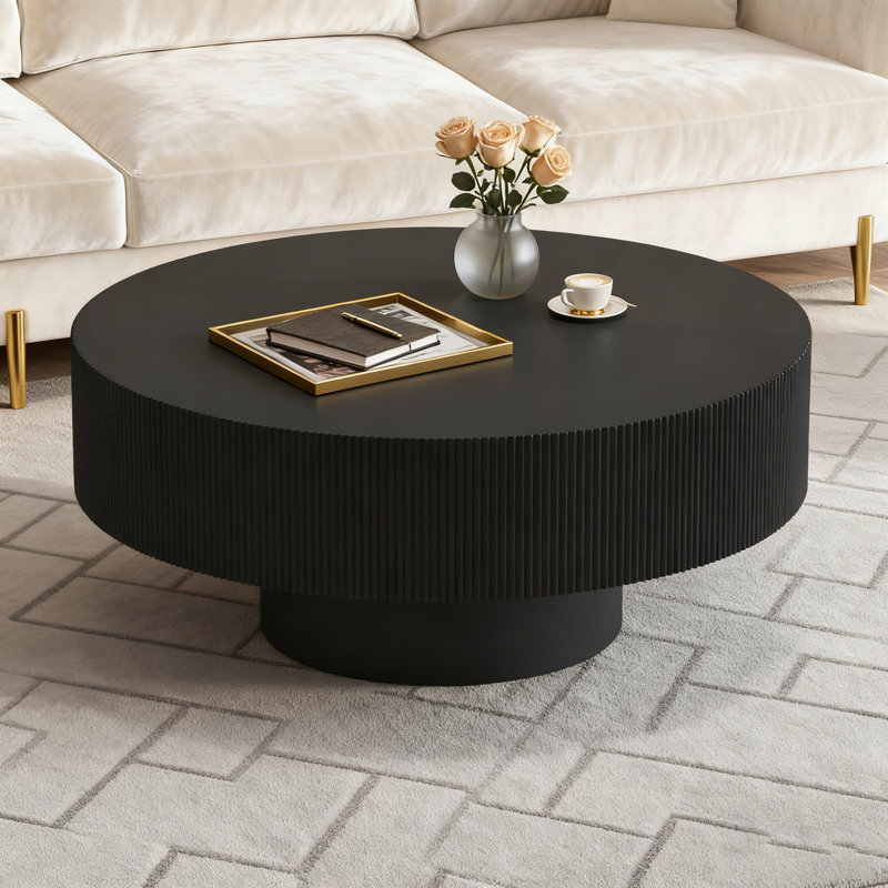 Table basse ronde avec plateau épais, Noir