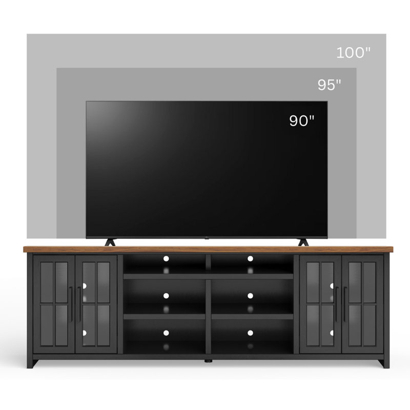 Brixham 96" Farmhouse TV Stand for TVs up to 100", Extra Long Wood Media Console with Storage Cabinets & Shelves, Fully Assembled
