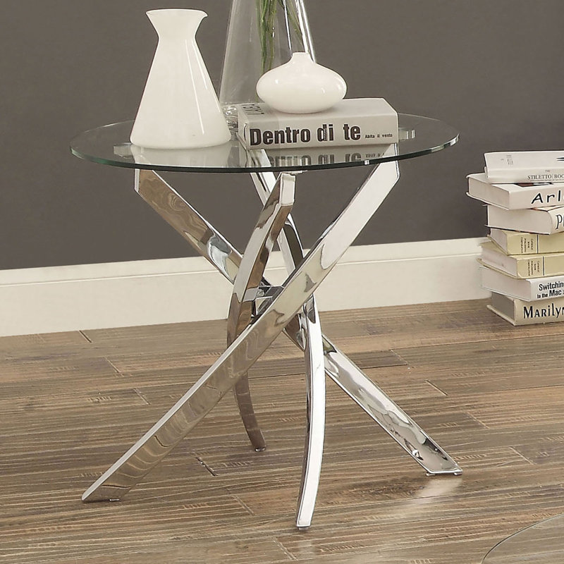 21" W Contemporary End Table, Chrome