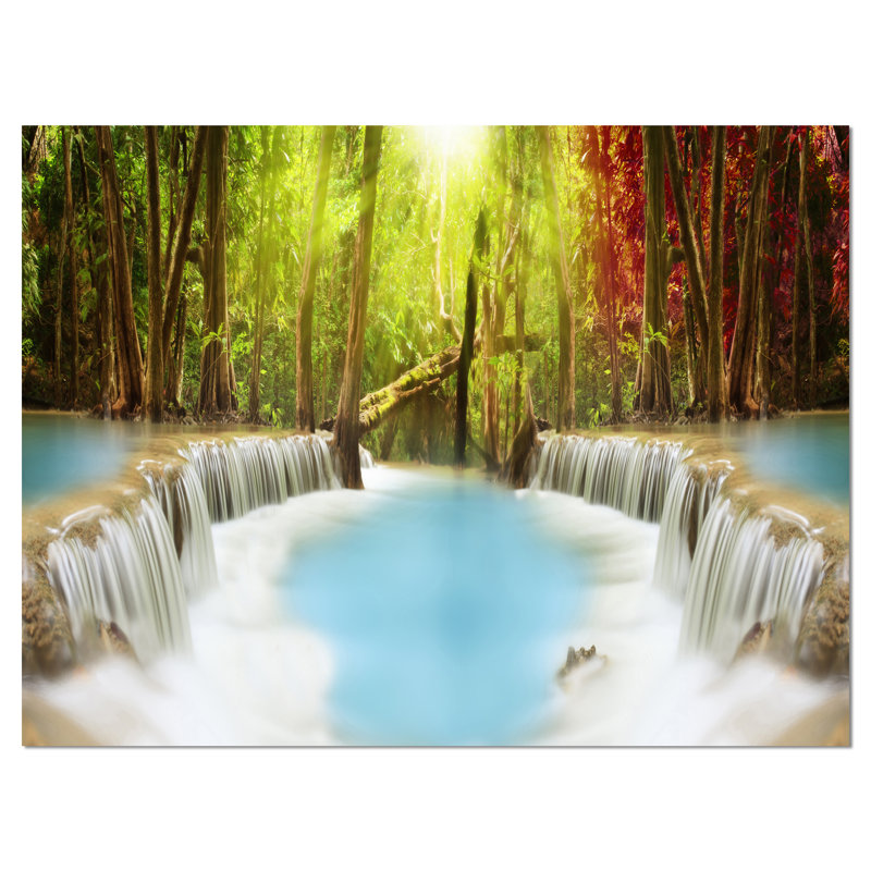 Huai Mae Kamin Waterfall - Reproduction de photo sur toile tendue, H 30 po x l 60 po