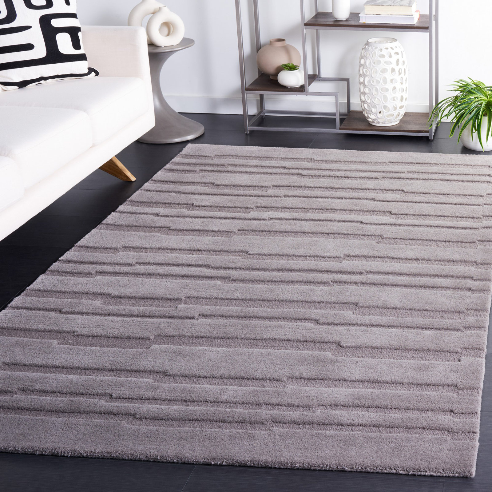 Elona Gray Hand-Tufted Wool Rug, Rectangle 4' x 6'