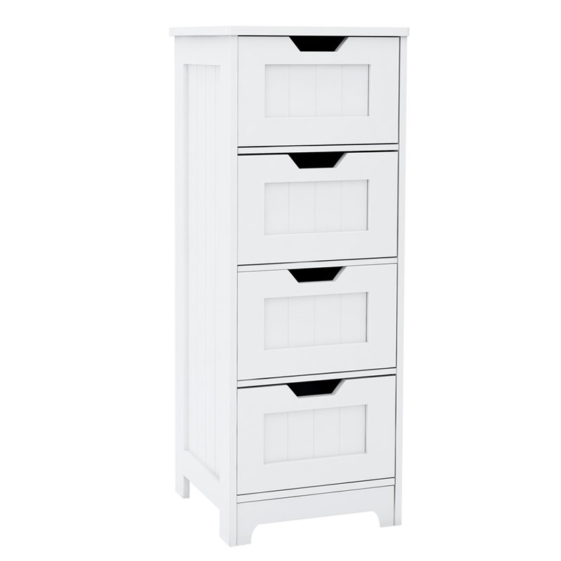 Armoire de rangement autoportante blanche à 4 tiroirs - pour un espace de vie propre et bien rangé Salle de bain, chambre, cuisine