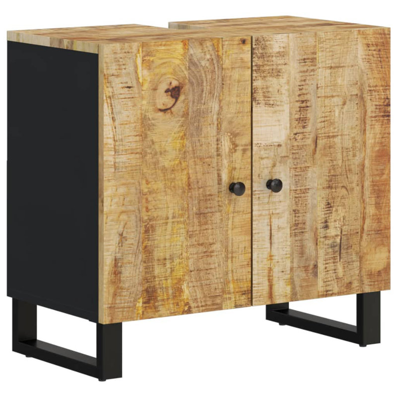 vidaXL Sink Cabinet Natural wood Solid mango wood Medium Sink Cabinet, Light Mango Brown