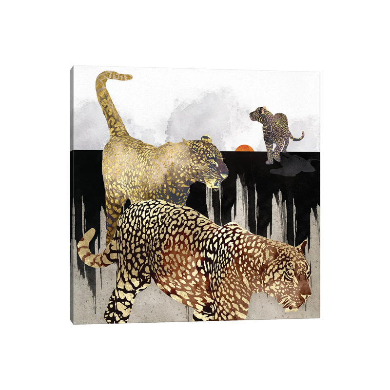 Minimal Leopards - impression d'art graphique, Toile tendue, Aucun mat, H 18 po x l 18 po x 1,5 po