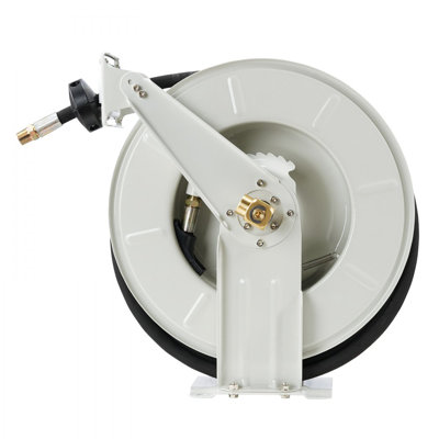 Fuel Hose Reel, 1/4" x 50', Extra Long Retractable Grease Hose Reel, Spring Driven Auto Swivel Rewind, Heavy-Duty Carbon Steel Construction with Hose for Auto Repair, Heavy Industries, 5800 PSI