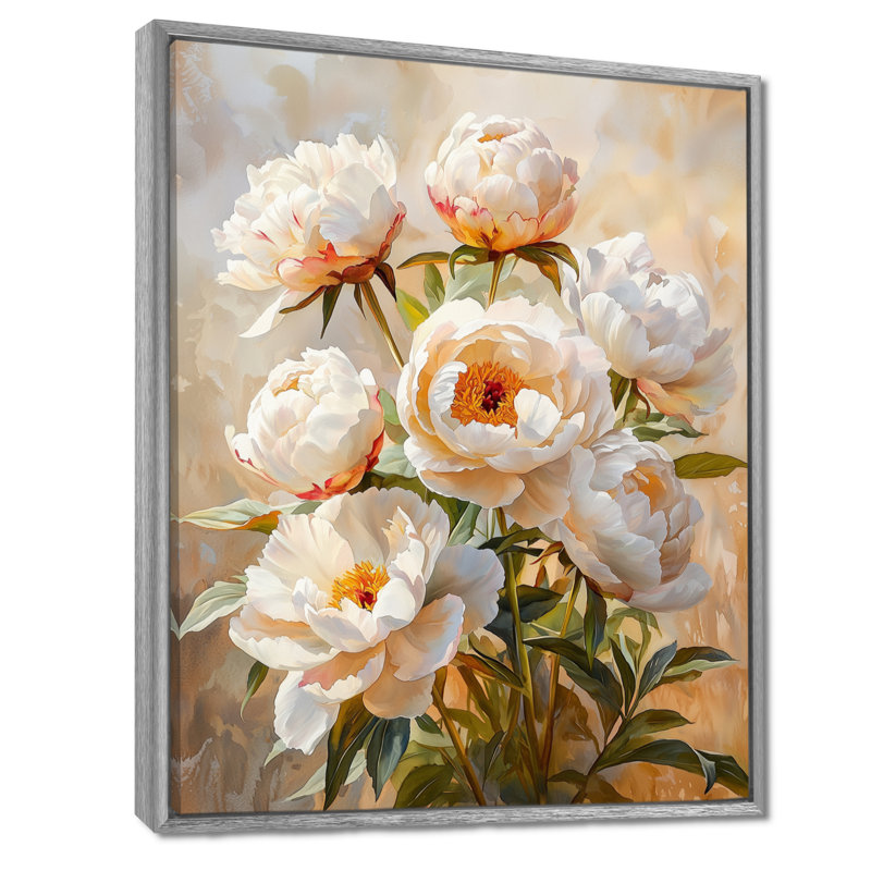 Pivoines dans l'air d'automne II - Décoration murale pivoines, H 20 po x l 12 po, Reproduction avec cadre flottant