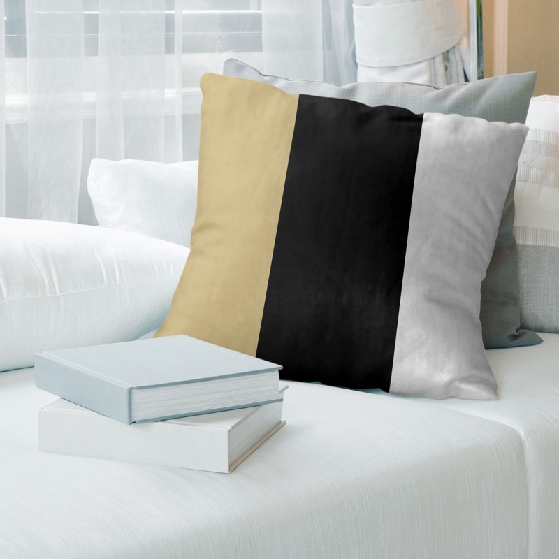Coussin en suède Colorado, Or / noir / blanc, 16 po x 1 po