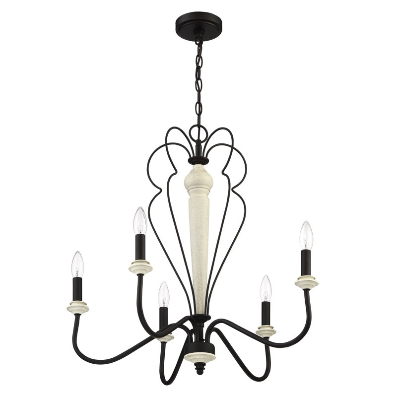 Style bougie 5 lumières classique/lustre traditionnel avec accents de bois Finnigan
