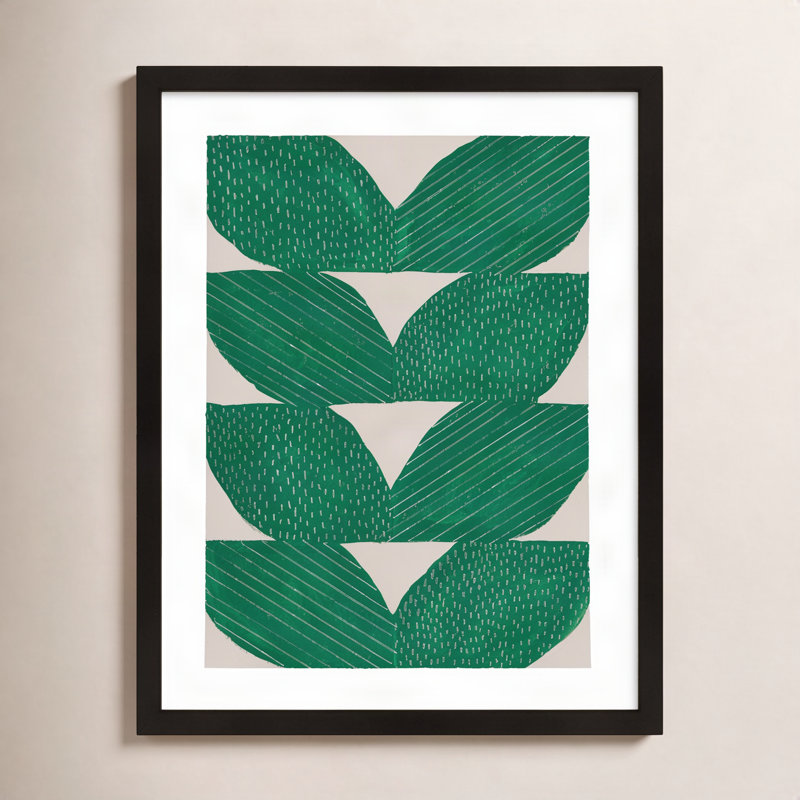 «Blue Chevron Green Chevron» par Andrea Stokes - Art mural encadré, H 30 po x l 24 po, Cadre noir